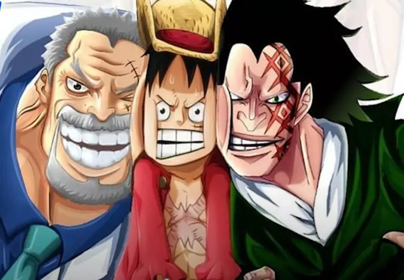 LUFFY, DRAGON , GARP chụp ảnh chung